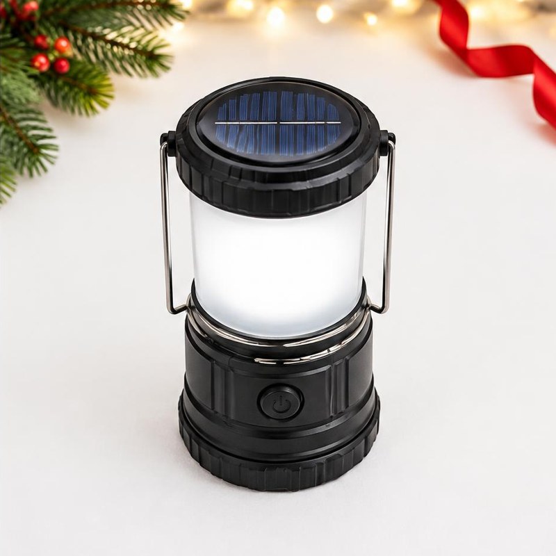 Solar-powered camp lantern