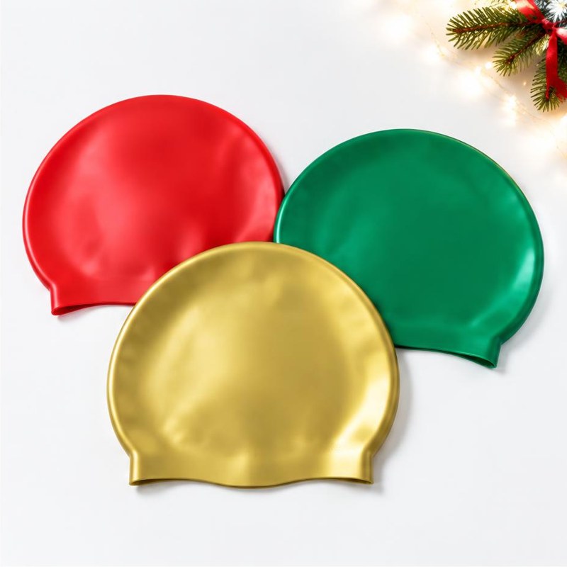 Festive swim cap trio